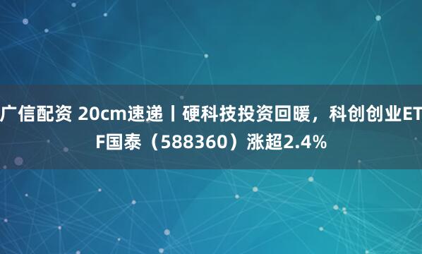 广信配资 20cm速递丨硬科技投资回暖，科创创业ETF国泰（588360）涨超2.4%